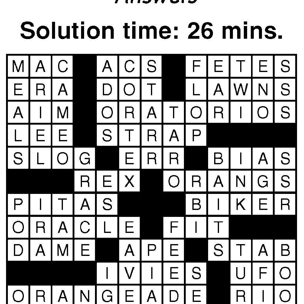 Crossword Puzzle Answers - Week of October 4, 2024